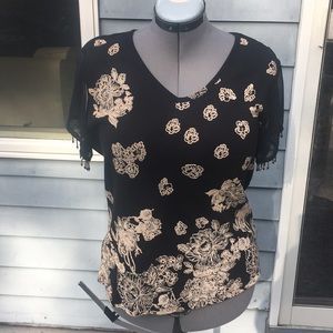 Coldwater creek NWT v-neck knit top with beading L